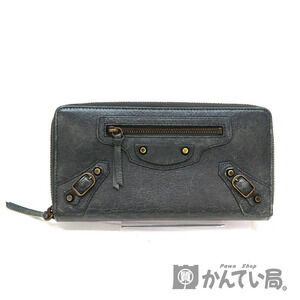 BALENCIAGA Zip Around Wallet Leather Gray